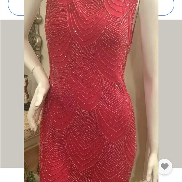 Alice Olivia Red Brit Beaded Mini Dress SIZE 2 - Picture 10 of 16